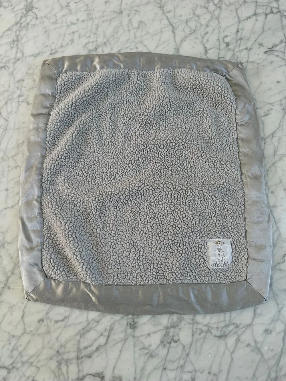 Baby toddler Little Giraffe gray lovey tag blanket square